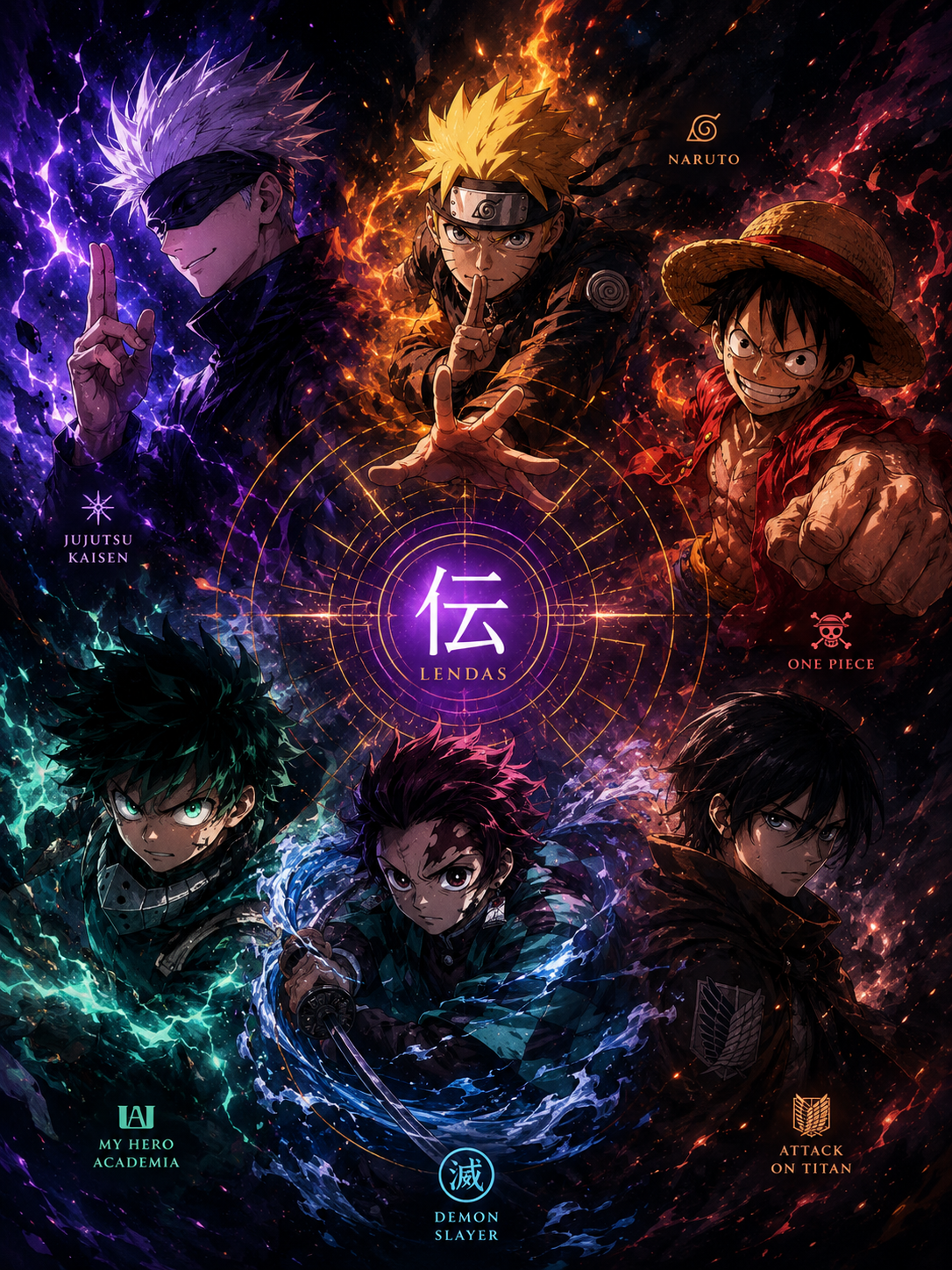 Personagens de animes reunidos na capa do álbum